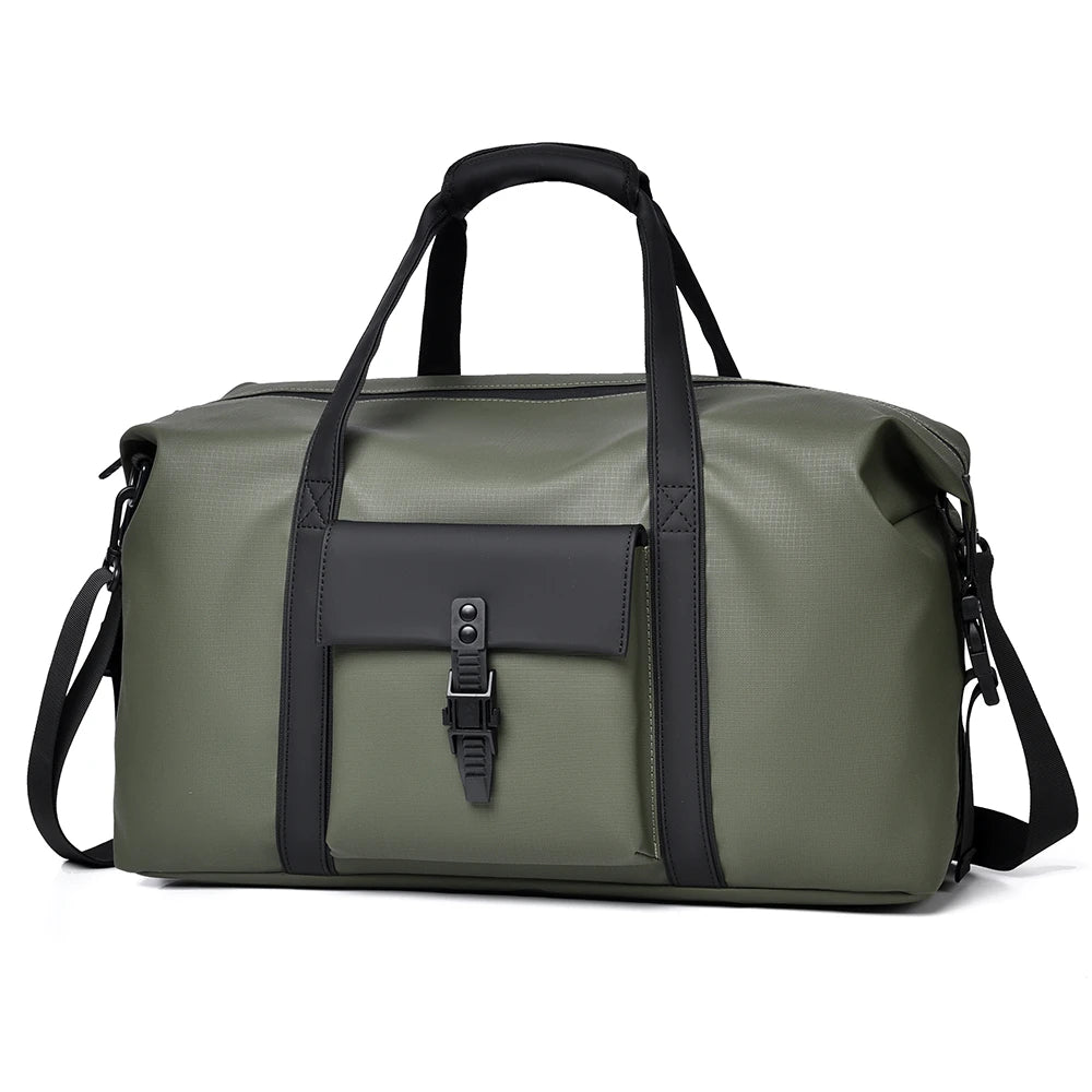 sac de voyage avec rangement vert sur fond blanc