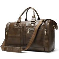 sac de voyage en cuir véritable sur fond blanc