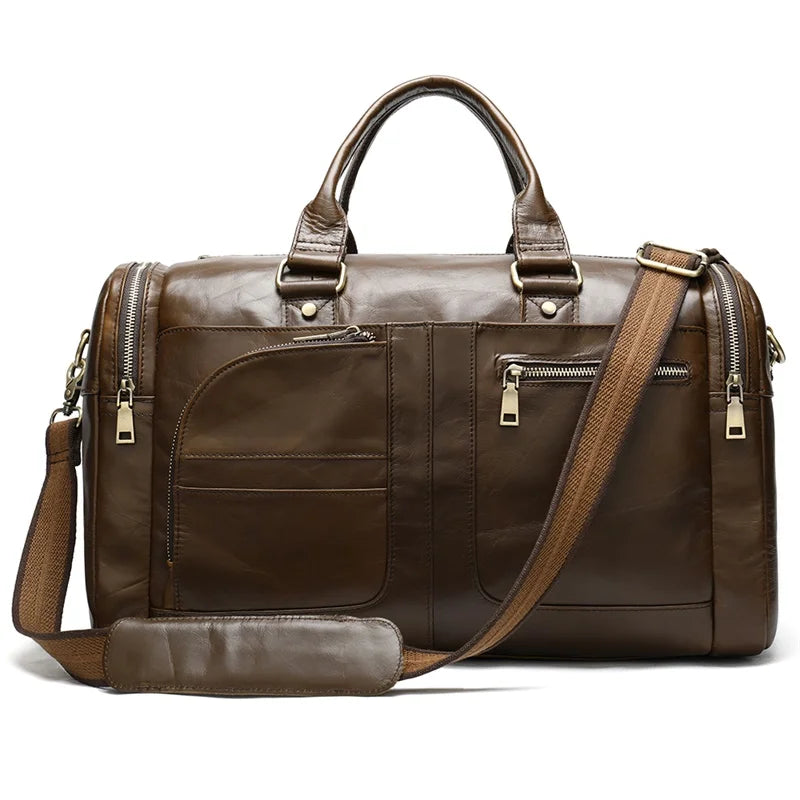 sac de voyage en cuir véritable vue de face 