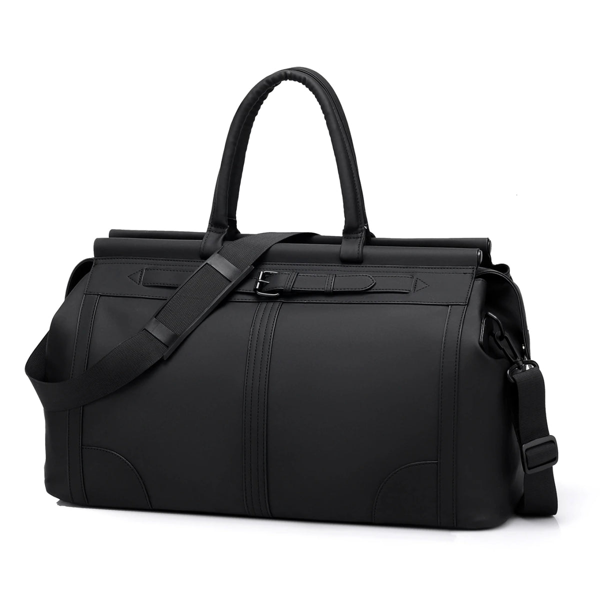 sac de voyage hydrophobe noir sur fond blanc 